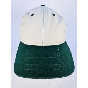 Plain Soft Canvas Golf Hat White & Green Men's One-Size Twill. Vintage. The Game